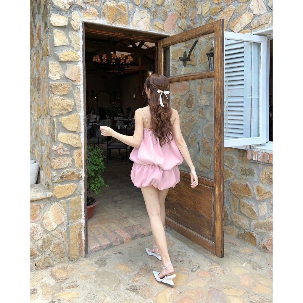 Đầm Hai Dây Form Bí Cúp Ngực Phối Nơ Dễ Thương - SOLEI DRESS - GOÛT DE JUN