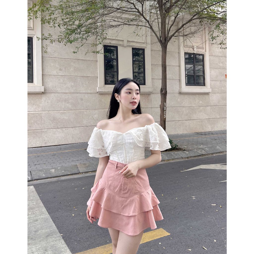 GOÛT DE JUN - Áo croptop tay phồng thiết kế tay cánh tiên - CHLOE TOP