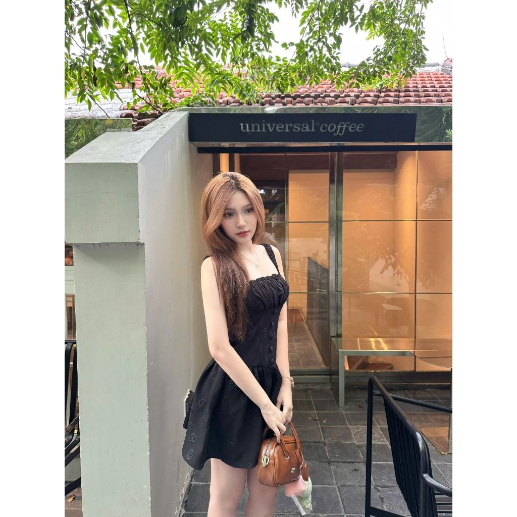 Đầm Nữ Thiết Kế Nhún Ngực Phối Nút Form Ngắn Dễ Thương - DOREE DRESS - GOÛT DE JUN