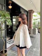 Áo Kiểu Nữ Doja Tay Xòe Cổ Chữ V GOÛT DE JUN