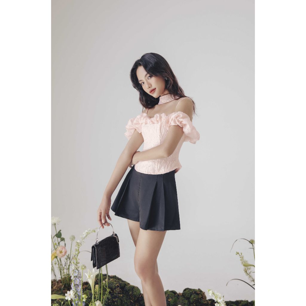 Áo Croptop Thiết Kế Trễ Vai Nữ Tính JUMI TOP - GOÛT DE JUN