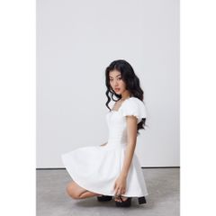 Đầm Nữ Tay Phồng Form Xòe Thiết Kế Cổ Vuông Nhún Eo - LEILA DRESS - GOÛT DE JUN