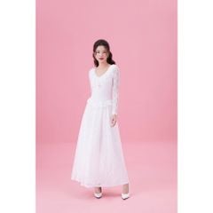 Đầm Xòe Dự Tiệc Tay Dài Viền Bèo Phối Ren Sang Trọng - LEWIS DRESS - GOÛT DE JUN