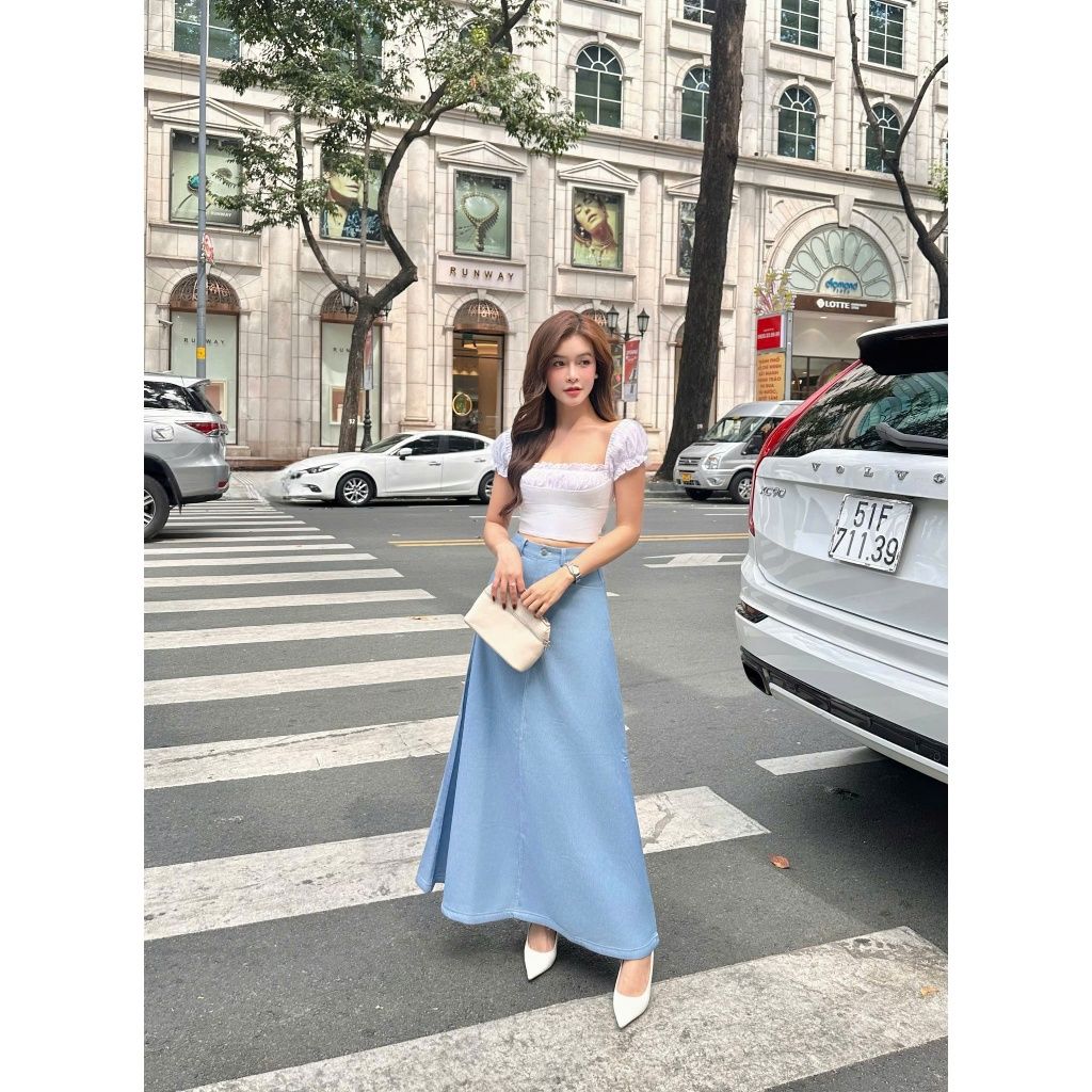 Áo Croptop Nữ Tay Phồng Phối Ren Nữ Tính - KAHIN TOP - GOÛT DE JUN