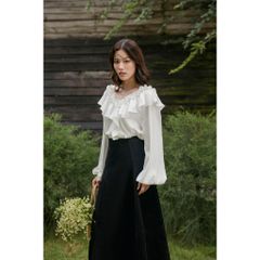 Áo Kiểu Nữ Dài Tay Cổ Bèo Tiểu Thư Xinh Xắn - Wavy Top - GOÛT DE JUN