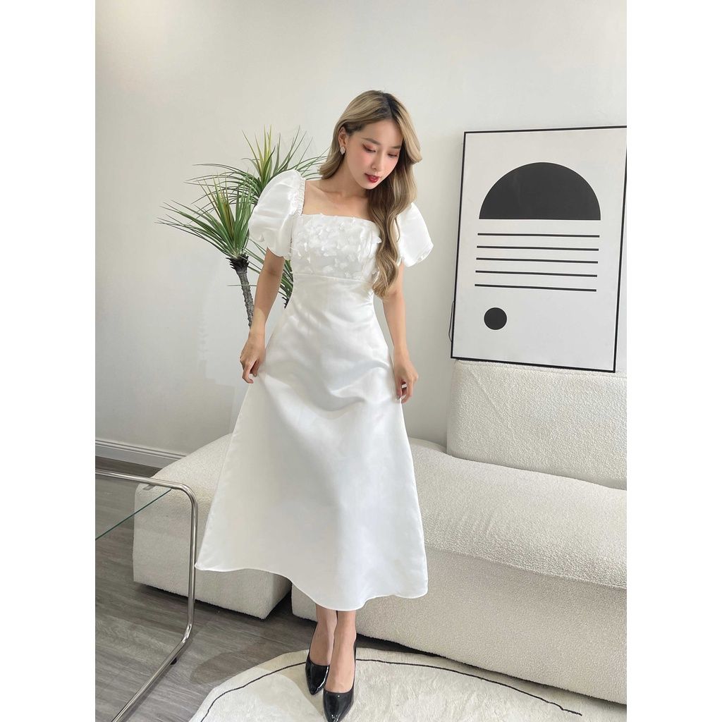 Đầm nữ tafta tay bồng họa tiết 3D - NABI DRESS - GOÛT DE JUN