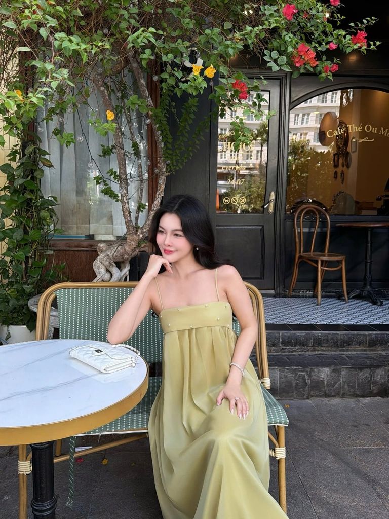 Đầm Nữ BORRIN DRESS Form Maxi Xòe Chất Tơ Mềm Đính Ngọc Trai Đi Biển, Dạo Phố GOUT DE JUN