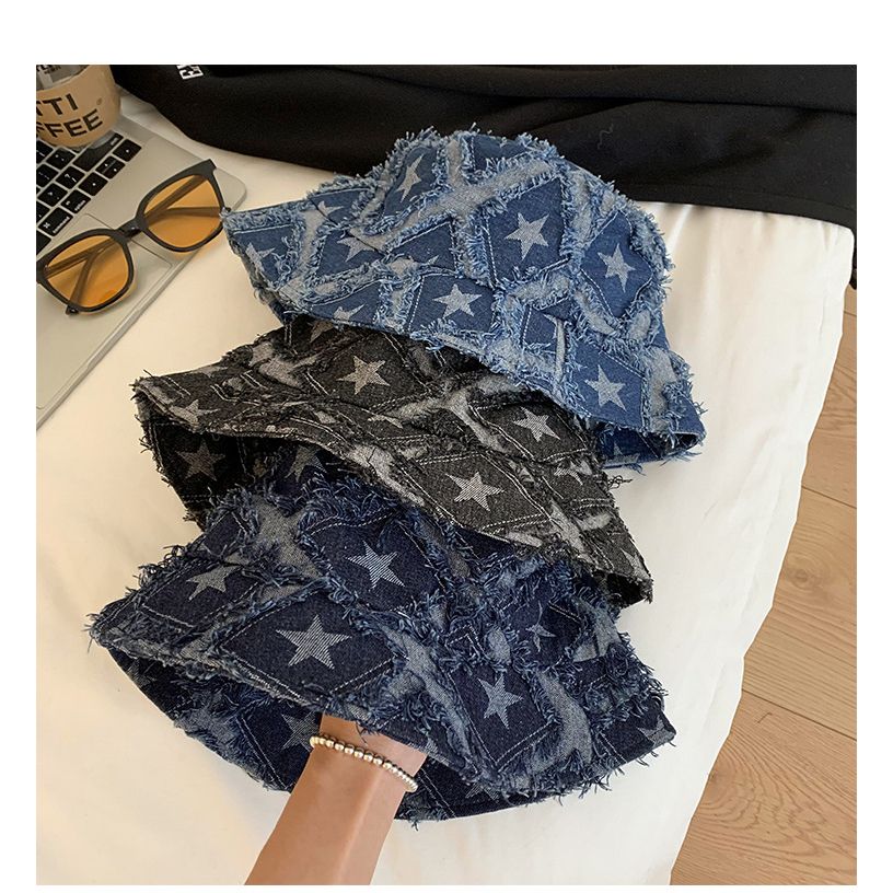 Mũ bucket chất denim thoáng mát hoạ tiết caro | GOÛT DE JUN