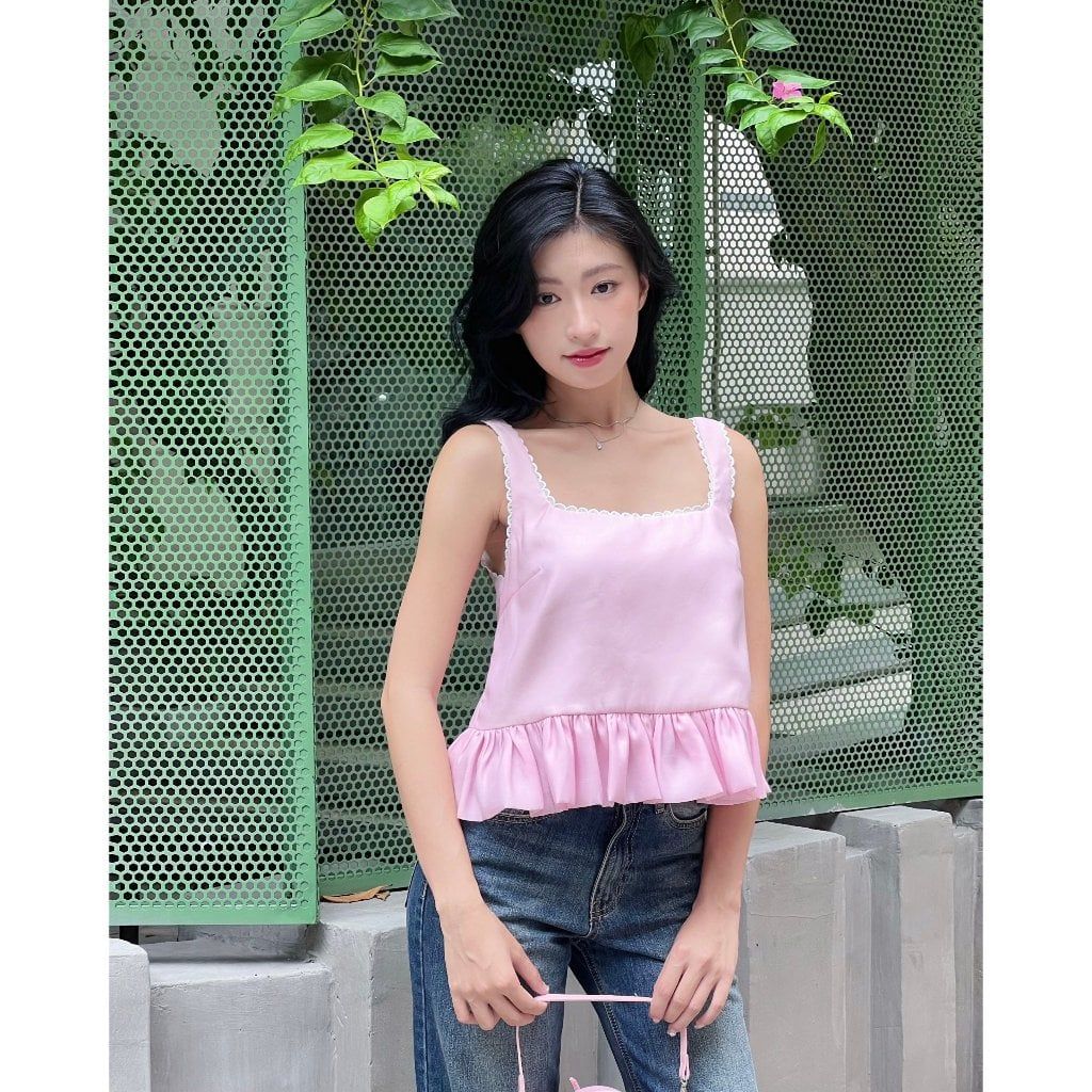 Áo Nữ Thiết Kế Cổ Vuông Phối Bèo Dáng Bí   - DOYIN TOP - GOÛT DE JUN