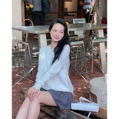 Áo Nữ Cardigan Len Dệt Kim Cổ Tròn Khóa Kéo Thêu Nơ Dễ Thương - TRAKI TOP - GOÛT DE JUN