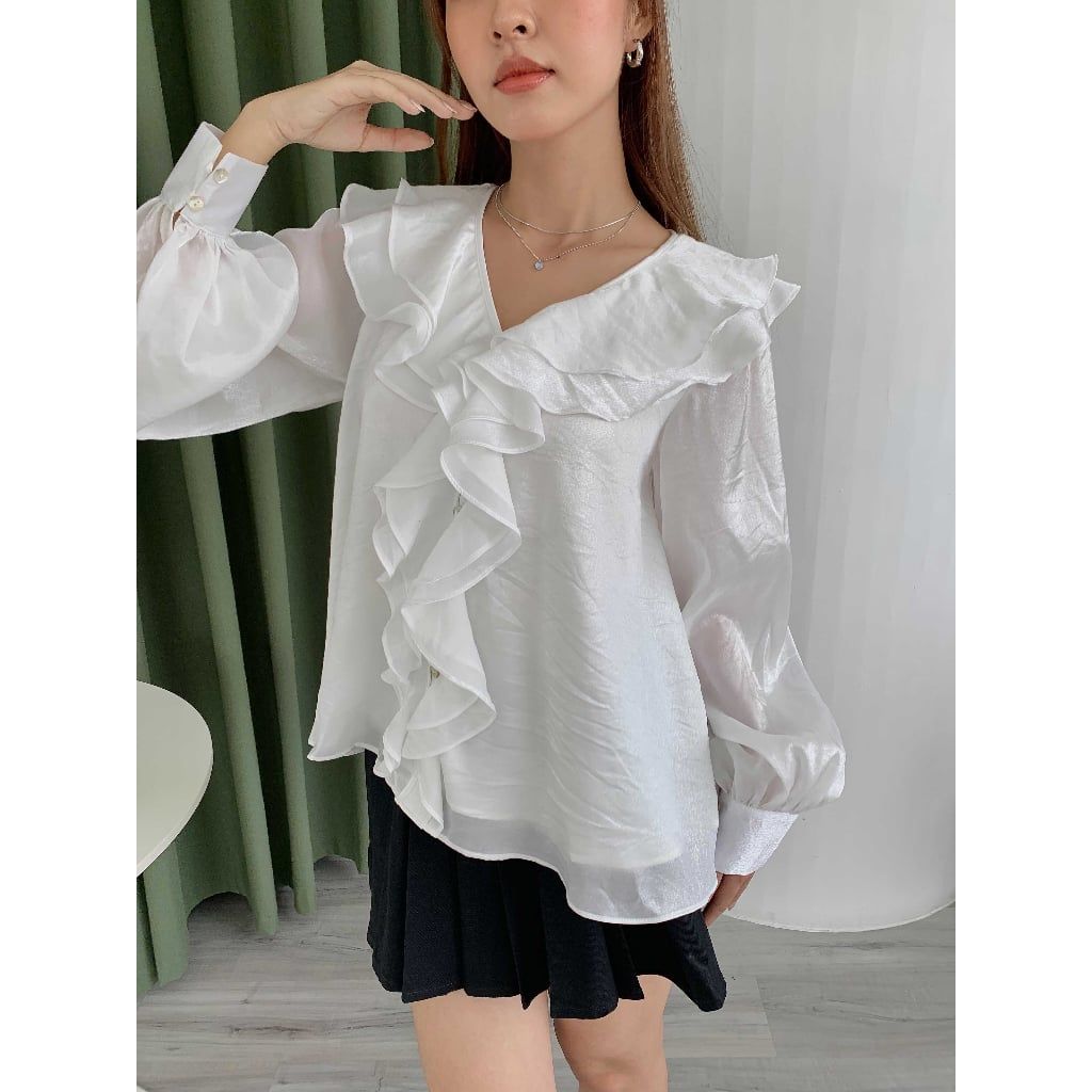 Áo So Mi Nữ Cổ Phối Bèo Nữ Tính - NALI TOP - GOÛT DE JUN
