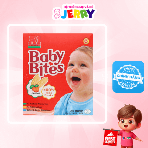 Bánh gạo ăn dặm A1 Baby Bites vị Cà Rốt 50g (Từ 6 tháng)
