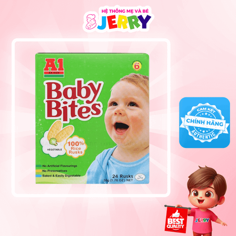 Bánh gạo ăn dặm A1 Baby Bites vị Rau Cải 50g (Từ 6 tháng)
