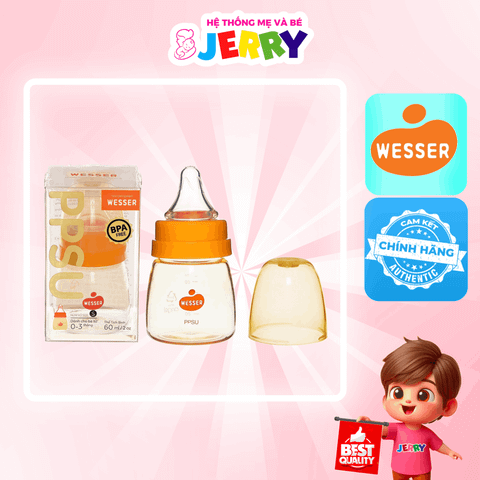 Bình sữa cổ hẹp Wesser PPSU 60ml size S (0 - 3M)