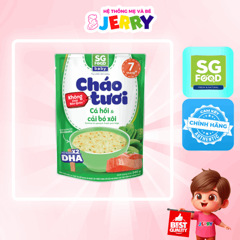 Cháo tươi Sài Gòn Food Baby vị Cá Hồi Cải Bó Xôi 240g (Từ 7 tháng)