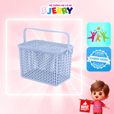 Giỏ nắp đại Plus nhựa Duy Tân 46.6x32.5x31.1cm (Giao màu ngẫu nhiên)