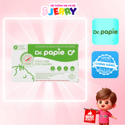 Khăn hạ sốt Dr.Papie 0M+ 5 túi 5 khăn (Trẻ từ 0 tháng)