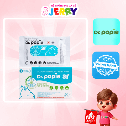Khăn hạ sốt Dr.Papie 3M+ 5 túi 5 khăn (Trẻ từ 3 tháng)