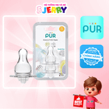[Vỉ 2 cái] Núm ti/Núm vú bình sữa cổ thường Pur Advanced 1811 size S (0 - 3M)