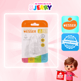 [Vỉ 2 cái] Núm ti/Núm vú bình sữa cổ hẹp Wesser size M (4 - 6M)