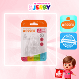 [Vỉ 2 cái] Núm ti/Núm vú bình sữa cổ hẹp Wesser size S (0 - 3M)