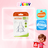 [Vỉ 2 cái] Núm ti/Núm vú bình sữa cổ rộng Wesser size L (7M+)