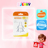 [Vỉ 2 cái] Núm ti/Núm vú bình sữa cổ rộng Wesser size M (4 - 6M)