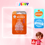 [Vỉ 2 cái] Núm ti/Núm vú bình sữa cổ rộng Wesser size S (0 - 3M)