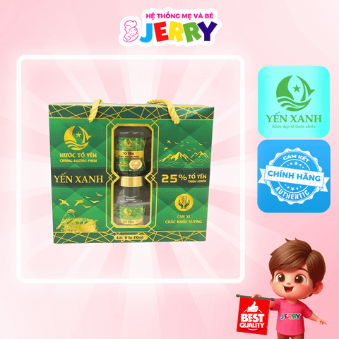 Nước tổ yến sào chưng đường phèn - Yến Xanh 25% yến (Lốc 6 lọ)