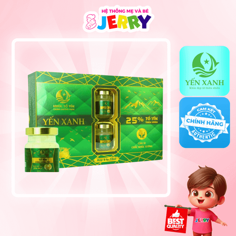 Nước tổ yến sào chưng đường phèn - Yến Xanh 25% yến (Hộp 6 lọ)