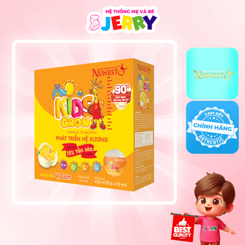 Nước tổ yến sào Nunest Kid vị Cam - Yến Nunest 15% yến (Lốc 6 lọ)