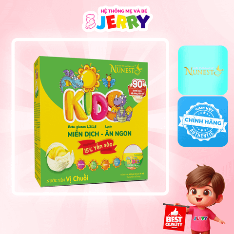 Nước tổ yến sào Nunest Kid vị Chuối - Yến Nunest 15% yến (Lốc 6 lọ)