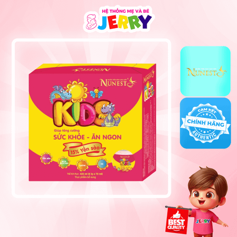 Nước tổ yến sào Nunest Kid vị Vani - Yến Nunest 15% yến (Lốc 6 lọ)