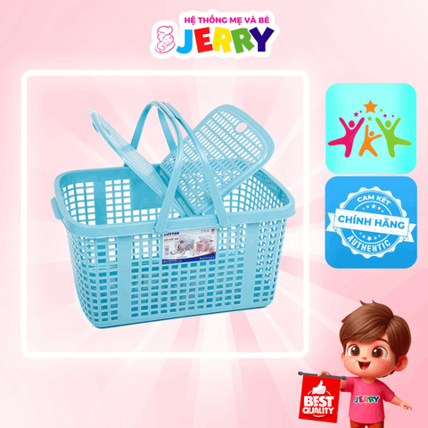 Giỏ/Rổ có nắp nhựa Duy Tân size đại 53.5x37x36.5cm (Giao màu ngẫu nhiên)