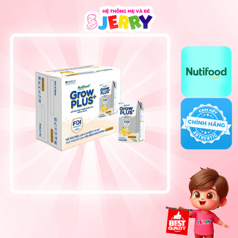 [Thùng 24 hộp] Sữa bột pha sẵn Nutifood GrowPlus+ Bạc hương Chuối 110ml