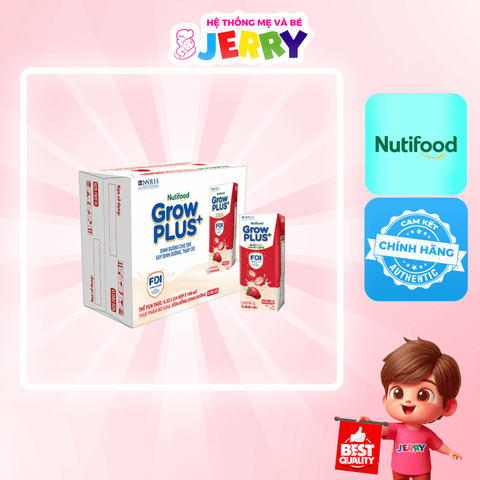 [Thùng 24 hộp] Sữa bột pha sẵn Nutifood GrowPlus+ Bạc hương Dâu 180ml