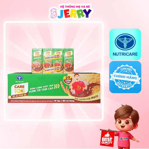 [Thùng 48 hộp] Sữa Cacao lúa mạch Care 100 Active 180ml
