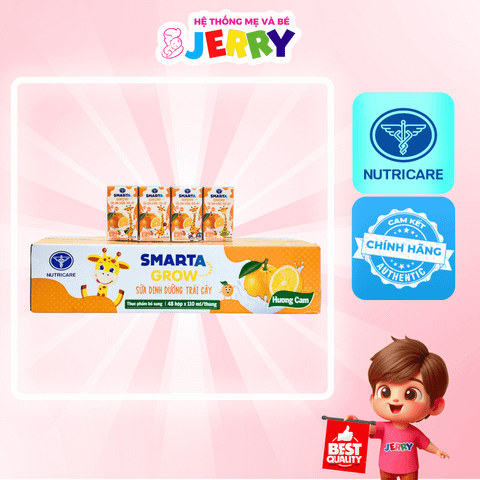 [Thùng 48 hộp] Sữa dinh dưỡng trái cây Smarta Grow hương Cam 110ml