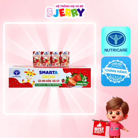 [Thùng 48 hộp] Sữa dinh dưỡng trái cây Smarta Grow hương Dâu 110ml