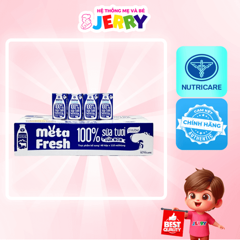 [Thùng 48 hộp] Sữa tươi có đường bổ sung sữa non Meta Fresh 110ml
