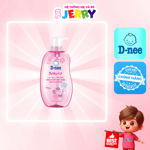 Tắm gội em bé Dnee Sakura màu hồng 380ml