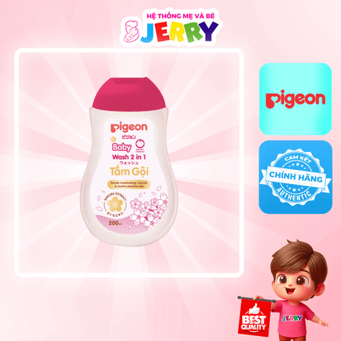 Tắm gội em bé Pigeon Sakura màu hồng 200ml (NEW)