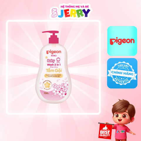 Tắm gội em bé Pigeon Sakura màu hồng 700ml(NEW)