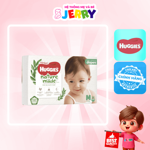 Tã bỉm dán Huggies Platinum Nature Made size M 64 miếng (6 - 11kg)