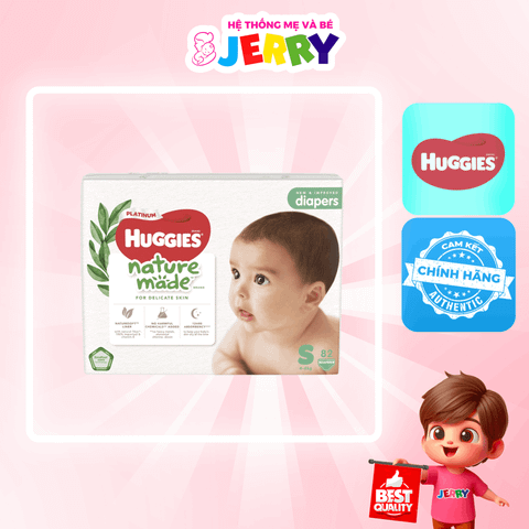 Tã bỉm dán Huggies Platinum Nature Made size S 82 miếng (4 - 8kg)