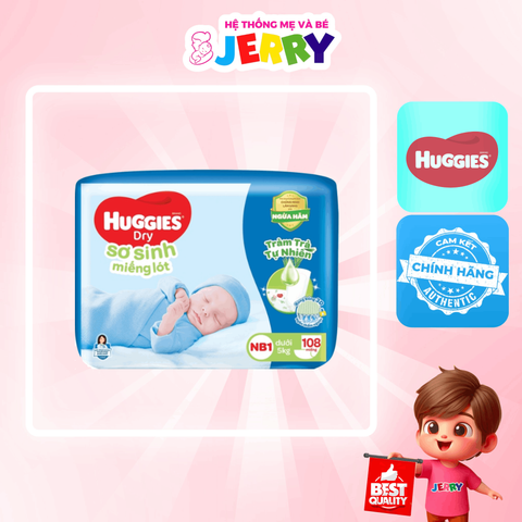 Miếng lót tã bỉm Huggies size NB1 108 miếng (Dưới 1 tháng)