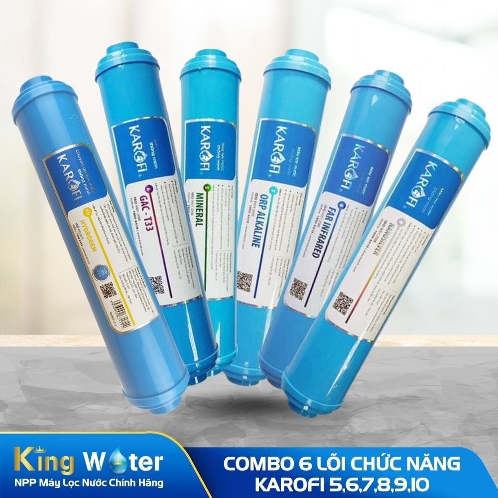 Combo 6 Lõi Lọc Chức Năng Karofi 5,6,7,8,9,10 (T33, Mineral, Far, Nano, ORP Alkaline, Hydrogen)