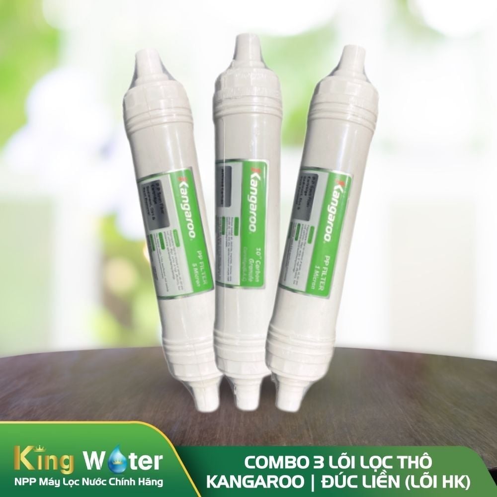 Bộ Lõi Lọc Thô 1-2-3 Kangaroo Đúc Liền (Lõi HK) | Model Nguyên Khối, Đấu Nối Nhanh