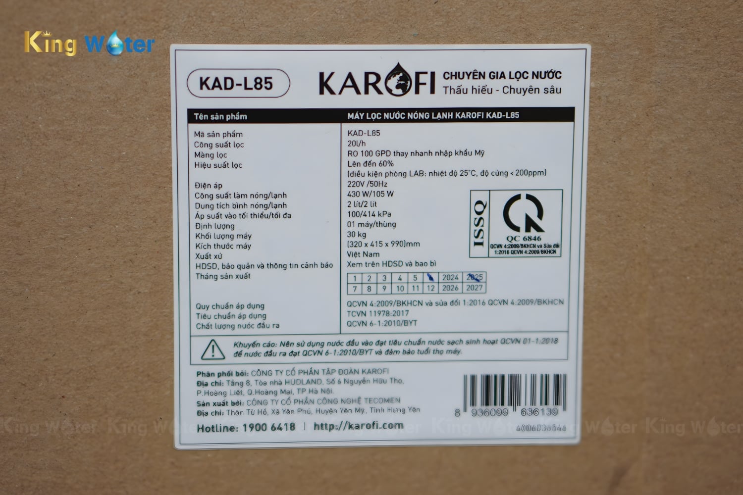 Máy Lọc Nước Nóng Lạnh Karofi KAD-L85 | Tủ Đứng 12 Lõi