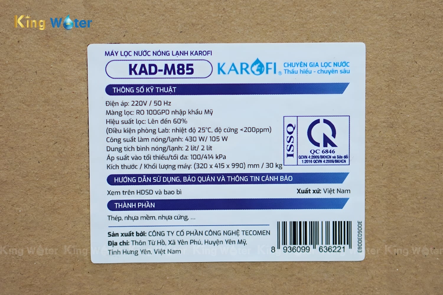 Máy Lọc Nước Nóng Lạnh Karofi KAD-M85 | Tủ Đứng 12 Lõi